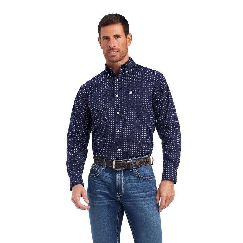 Camisas Ariat Niko Stretch Fitted Azul Marino Hombre - Chile 813-IOZDAQ